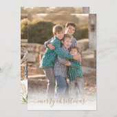 Cartes Pour Fêtes Annuelles Joyeux Noël Moderne Elegant Gold Script Photo (Devant / Derrière)