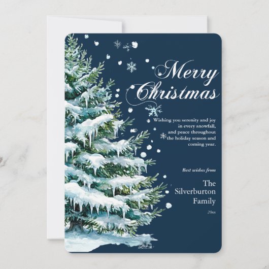 Cartes Pour Fêtes Annuelles Joyeux Noël moderne Élégant Script Doigt Neige (Devant)
