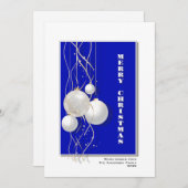 Cartes Pour Fêtes Annuelles Joyeux Noël moderne en bleu et blanc (Devant / Derrière)