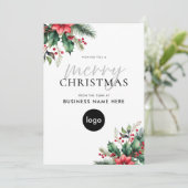 Cartes Pour Fêtes Annuelles Joyeux Noël Moderne Floral Business (Debout devant)