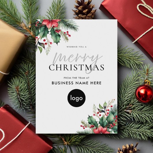 Cartes Pour Fêtes Annuelles Joyeux Noël Moderne Floral Business