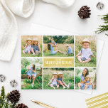 Cartes Pour Fêtes Annuelles Joyeux Noël moderne Gold Photo Collage<br><div class="desc">La carte de Noël de style simple et moderne comprend six (6) photos,  un accueil de vacances personnalisé,  et des bandes horizontales élégantes sur le côté arrière. Couleurs or et blanc. Voir notre collection ci-dessous pour plus d'options de couleurs.</div>