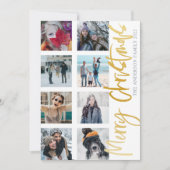 Cartes Pour Fêtes Annuelles Joyeux Noël moderne Gold Script 8 Photo Collage (Devant)