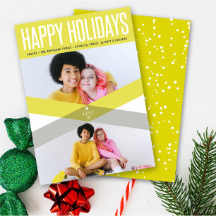 Cartes Pour Fêtes Annuelles Joyeux Noël moderne jaune doubles flèches photo