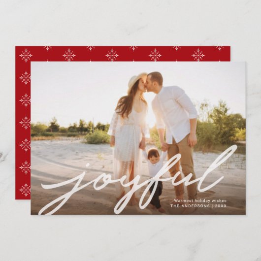 Cartes Pour Fêtes Annuelles Joyeux Noël moderne manuscrit script photo (Devant / Derrière)