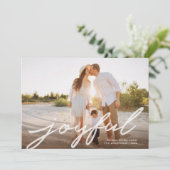 Cartes Pour Fêtes Annuelles Joyeux Noël moderne manuscrit script photo (Debout devant)