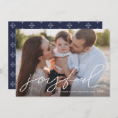 Cartes Pour Fêtes Annuelles Joyeux Noël moderne manuscrit Script photo (Devant / Derrière)
