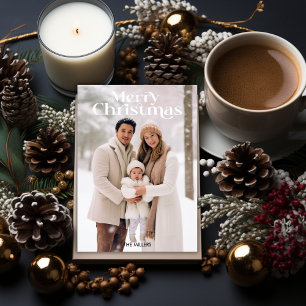 Cartes Pour Fêtes Annuelles Joyeux Noël moderne Minimal 1 Photo Beige