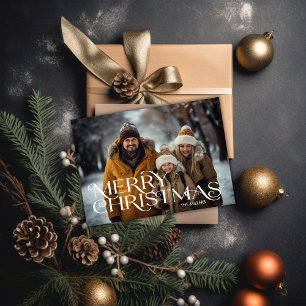 Cartes Pour Fêtes Annuelles Joyeux Noël moderne Minimal 1 Photo Élégant