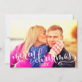 Cartes Pour Fêtes Annuelles Joyeux Noël moderne noir Script photo superpositio (Devant)