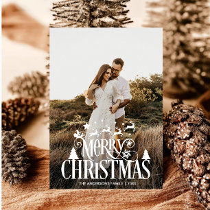 Cartes Pour Fêtes Annuelles Joyeux Noël moderne Nom de la famille Tartan