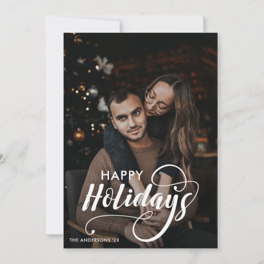 Cartes Pour Fêtes Annuelles Joyeux Noël moderne Nom de la famille Tartan (Devant)