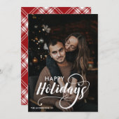 Cartes Pour Fêtes Annuelles Joyeux Noël moderne Nom de la famille Tartan (Devant / Derrière)