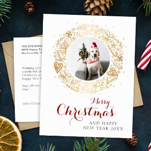 Cartes Pour Fêtes Annuelles Joyeux Noël moderne Photo couronne de Noël