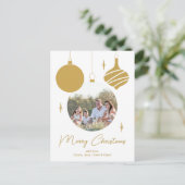 Cartes Pour Fêtes Annuelles Joyeux Noël moderne Photo Gold Script (Debout devant)