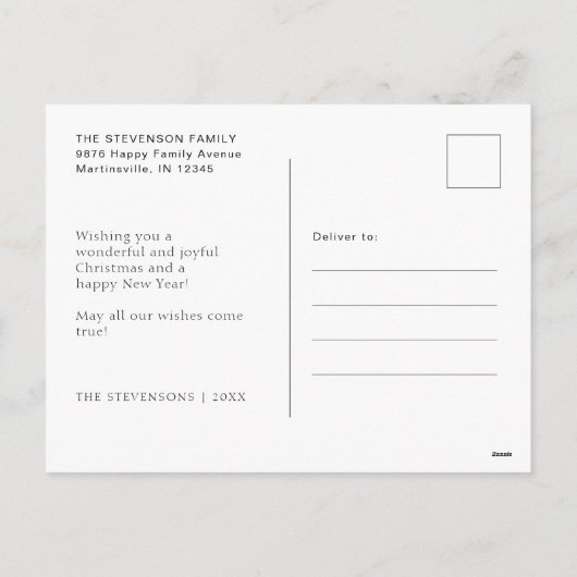 Cartes Pour Fêtes Annuelles Joyeux Noël moderne photo simple (Dos)