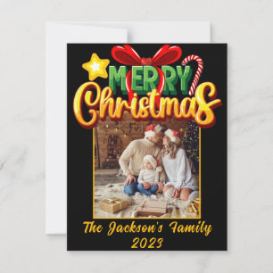 Cartes Pour Fêtes Annuelles Joyeux Noël moderne photo simple Holiday Postca