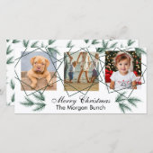 Cartes Pour Fêtes Annuelles Joyeux Noël moderne Pineneedle 3 Photo Collage (Devant / Derrière)