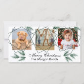 Cartes Pour Fêtes Annuelles Joyeux Noël moderne Pineneedle 3 Photo Collage (Devant)