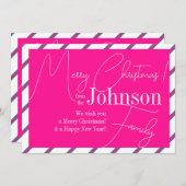 Cartes Pour Fêtes Annuelles Joyeux Noël moderne rose chaud et vert (Devant / Derrière)