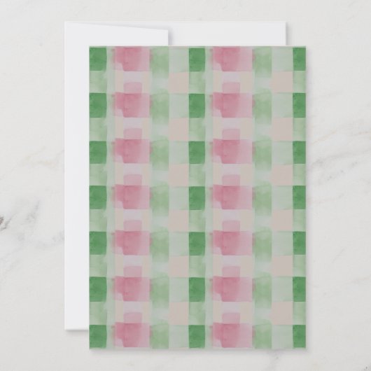 Cartes Pour Fêtes Annuelles Joyeux Noël moderne rose et vert photo plaid (Dos)