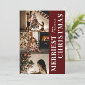 Cartes Pour Fêtes Annuelles Joyeux Noël moderne Rouge Script photo (Debout devant)