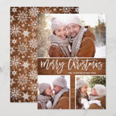 Cartes Pour Fêtes Annuelles Joyeux Noël Moderne Rustique 3 PHOTO Salutation (Devant / Derrière)