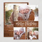 Cartes Pour Fêtes Annuelles Joyeux Noël Moderne Rustique 4 PHOTO Salutation (Devant / Derrière)