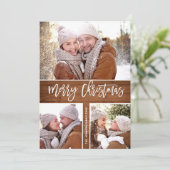 Cartes Pour Fêtes Annuelles Joyeux Noël Moderne Rustique 4 PHOTO Salutation (Debout devant)