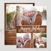 Cartes Pour Fêtes Annuelles Joyeux Noël Moderne Rustique 4 PHOTO Salutation (Devant / Derrière)