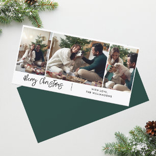 Cartes Pour Fêtes Annuelles Joyeux Noël moderne Script 3 Photo Collage
