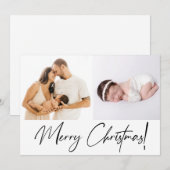 Cartes Pour Fêtes Annuelles Joyeux Noël moderne Script Famille Photos (Devant / Derrière)