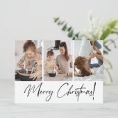 Cartes Pour Fêtes Annuelles Joyeux Noël moderne Script Parent Enfant Photos (Debout devant)