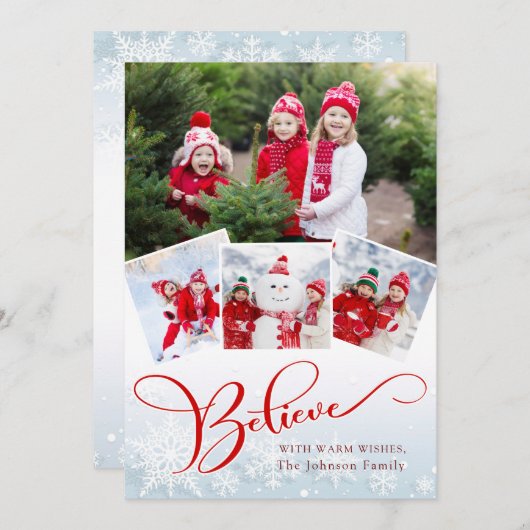 Cartes Pour Fêtes Annuelles Joyeux Noël moderne Script PHOTO Salutation (Devant / Derrière)