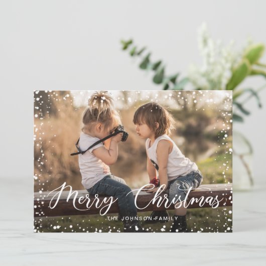 Cartes Pour Fêtes Annuelles Joyeux Noël moderne Script PHOTO Salutation (Debout devant)