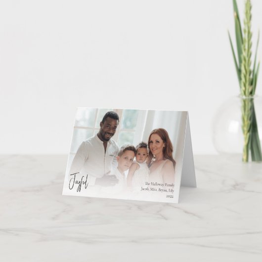 Cartes Pour Fêtes Annuelles Joyeux Noël moderne Script plié photo complète (Devant)