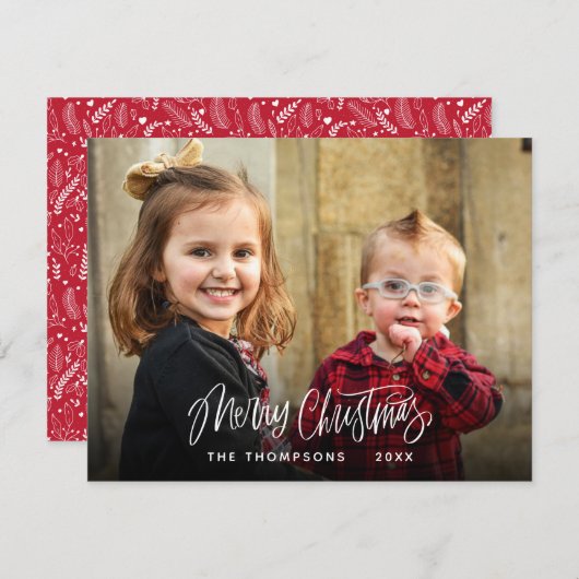 Cartes Pour Fêtes Annuelles Joyeux Noël moderne Signature de la photo (Devant / Derrière)