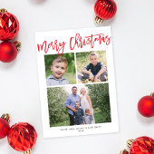 Cartes Pour Fêtes Annuelles Joyeux Noël moderne Simple Rouge Script 3 Photo