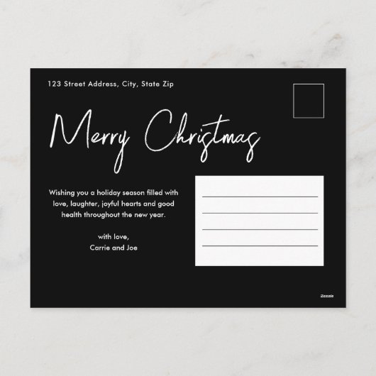 Cartes Pour Fêtes Annuelles Joyeux Noël moderne Simple Script Photo (Dos)