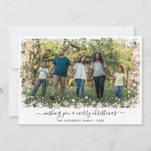 Cartes Pour Fêtes Annuelles Joyeux Noël moderne Snow Snowflake Script Photo