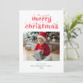 Cartes Pour Fêtes Annuelles Joyeux Noël Moderne Snowscript Photo (Debout devant)