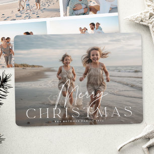 Cartes Pour Fêtes Annuelles Joyeux Noël moderne Typographie blanche 5 Photo