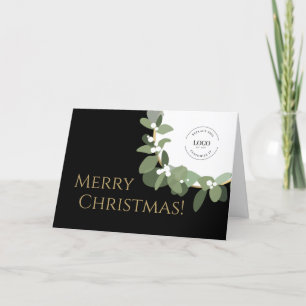 Cartes Pour Fêtes Annuelles Joyeux Noël Moderne Wreath Your Logo Entreprise