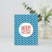 Cartes Pour Fêtes Annuelles Joyeux Noël Motif sans couture Texture bleue (Debout devant)