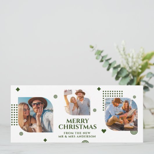 Cartes Pour Fêtes Annuelles Joyeux Noël Mr & Mrs 3 Photo Collage Moderne (Debout devant)