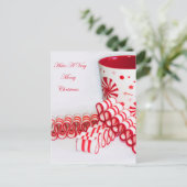 Cartes Pour Fêtes Annuelles Joyeux Noël Mug et Ruban Candy (Debout devant)