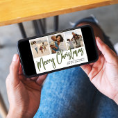 Cartes Pour Fêtes Annuelles Joyeux Noël Multi Photo Green Calligraphie