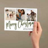 Cartes Pour Fêtes Annuelles Joyeux Noël Multi Photo Green Calligraphie