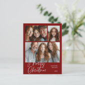 Cartes Pour Fêtes Annuelles Joyeux Noël Multi trois photo Design Rouge (Debout devant)