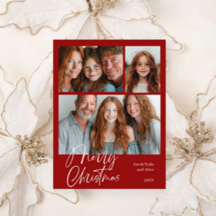 Cartes Pour Fêtes Annuelles Joyeux Noël Multi trois photo Design Rouge